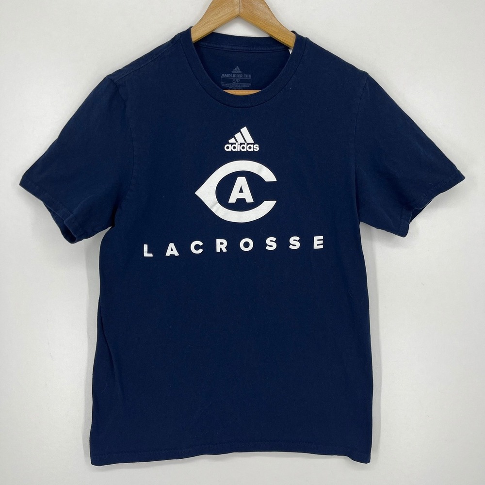 Adidas UC Davis Lacrosse T-Shirt Mens Small Navy Blue Graphic Short Sleeve